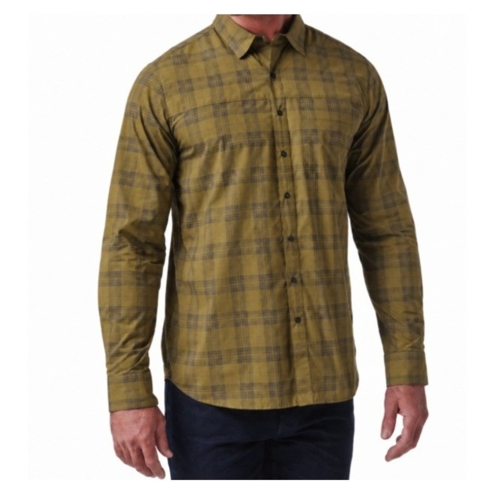 5.11 Tactical Mens M Igor Plaid Long Sleeve Shirt Olive Mustard